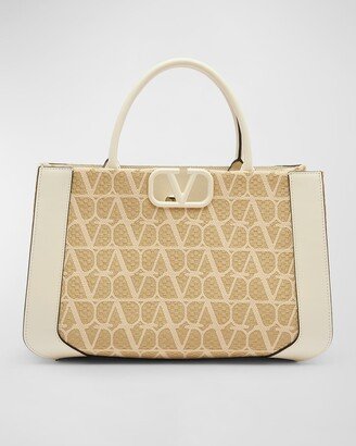 Medium VLOGO Iconographe Raffia Tote Bag