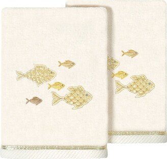 Turkish Cotton Figi 2Pc Embellished Hand Towel Set