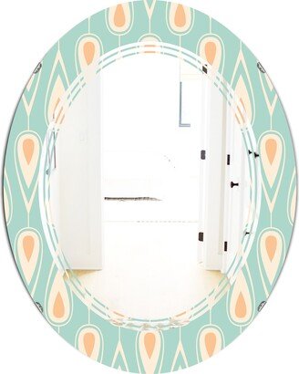 Designart 'Retro Ornamental Design VIII' Printed Modern Round or Oval Wall Mirror - Triple C