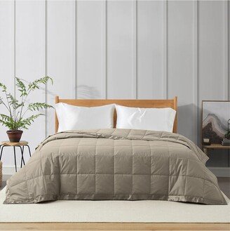 Oversize Lightweight Down Blanket With Satin Trim