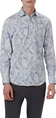 OoohCotton® Leaf Print Button-Up Shirt