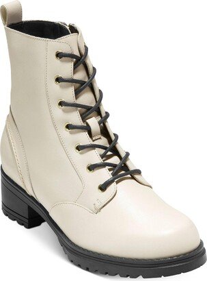 Camea Womens Leather Zipper Combat & Lace-up Boots