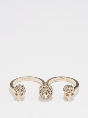 Skull Crystal-embellished Double Ring