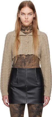 Beige Cropped Cardigan