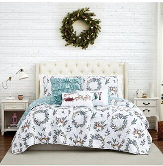 Happy Holidays Oversized Reversible Quilt Set