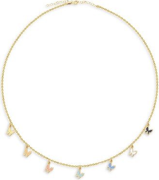 Happy Me 14K Gold Vermeil Candy Pastel Multi Butterfly Necklace