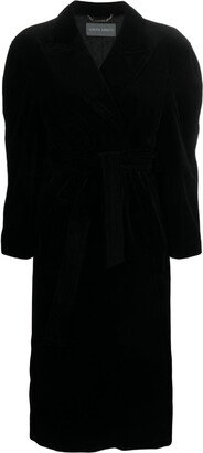 Belted Velvet Long Coat