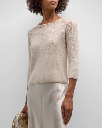 Cashmere Sweater with Ombre Sequins