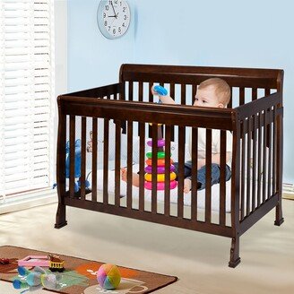 Coffee Pine Wood Baby Toddler Bed Convertible Crib Nursery - 53.5''