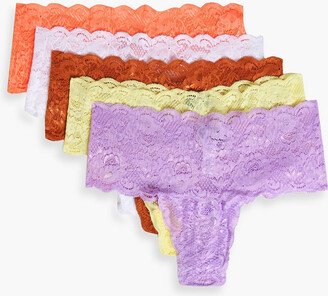 Never Say Never set of five mid-rise stretch-lace thongs