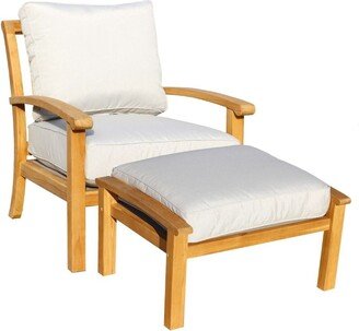 Courtyard Casual Heritage Teak 2 Piece Club Chair And Ottoman Set