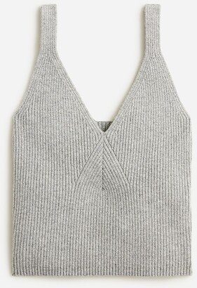 Collection cashmere cropped sweater-tank in ribbed yarn