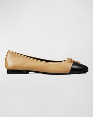 Bicolor Cap-Toe Ballerina Flats