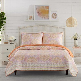 Medallion 3-Piece Quilt Set, King - Orange, Yellow