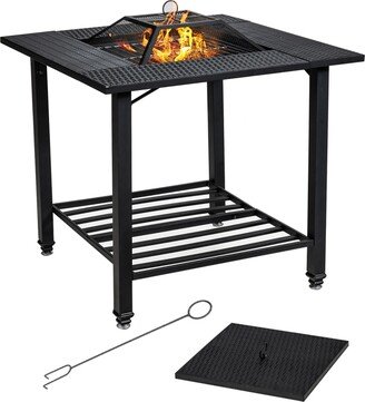 31'' Outdoor Fire Pit Dining Table Charcoal Wood Burning