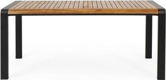 Holt Rectangular Outdoor Acacia Wood Dining Table Teak/Black