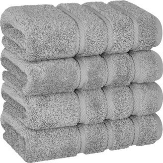 4 Pack Hand Towel Set, 100% Cotton, 16 inch by 28 inch, Hand Face Towels for Bathroom, Rockridge Grey