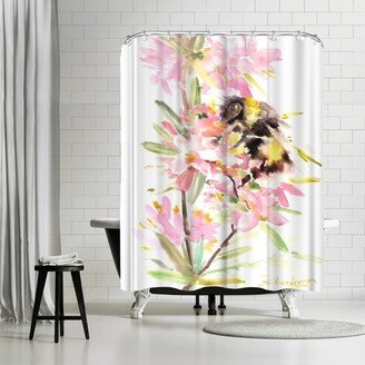 71 x 74 Shower Curtain, Bee And Flowers by Suren Nersisyan