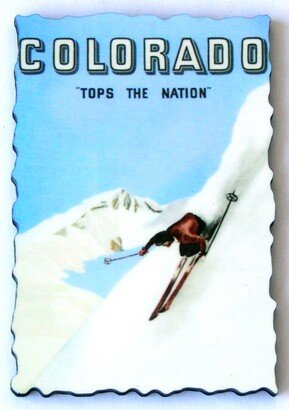 Ski Colorado Travel Poster Fridge Magnet | Wood Style
