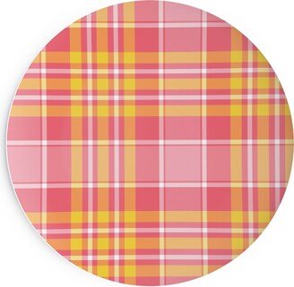 Salad Plates: Plaid - Pink And Yellow Salad Plate, Pink