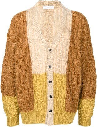 Colour-Block Cable-Knit Cardigan