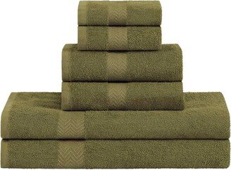 Absorbent Eco-Friendly Cotton Assorted 6-Piece Bath, Hand, Face Towel Set, Forest Green - Blue Nile Mills