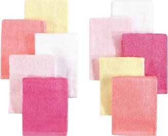 Baby Girl Rayon from Bamboo Luxurious Washcloths, Pink Yellow 10-Pack, One Size