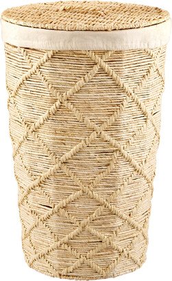 Round Trellis Maize Hamper Natural