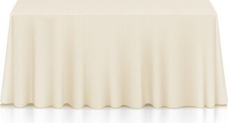 Lann's Linens 10-Pack Polyester Fabric Tablecloth for Wedding, Banquet, Restaurant - 90 x 132 Inch Rectangular - Ivory