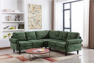 RASOO L-Shape Chenille Fabric Sectional Sofa Couch-AA