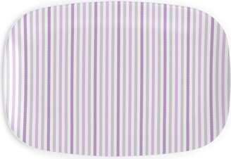 Serving Platters: Tricolor French Ticking Stripe - Purple Serving Platter, Purple