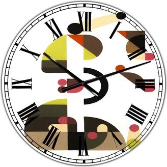 Designart Circe Composition in Pink Green and Black Ii Oversized Mid-Century Wall Clock - 36 x 28 x 1