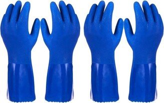 Juvale 2 Pack Cotton Lined Rubber Household Kitchen Gloves for Dishwashing & Cleaning, Blue, Medium