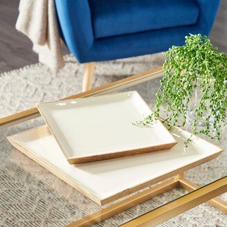 Studio 350 White Wood Contemporary Tray