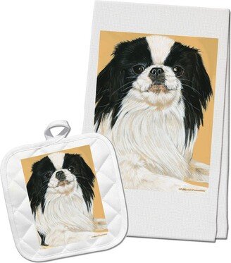 Japanese Chin Kitchen Dish Towel & Pot Holder Gift Set-AB