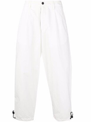 Elasticated-Hem Straight-Leg Trousers