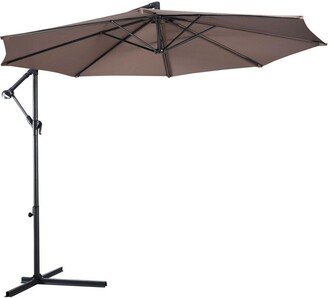 10' Hanging Umbrella Patio Sun Shade Offset Outdoor Market W/t Cross Base