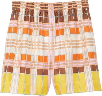 Geometric-Patterned Silk Shorts