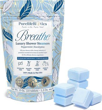 Purelifebiotics Aromatherapy Shower Steamers, 100% Pure Essential Oils, All Natural, Usa Handmade Shower Bombs for Cleansing, Revitalizing & Mood-Enhancing (Eucalyptu