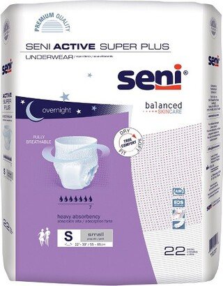 Seni Active Super Plus Incontinence Underwear, Overnight Absorbency, Unisex, Small, 22 Count