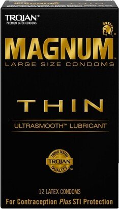 Trojan Magnum Thin Lubricated Condoms - 12ct