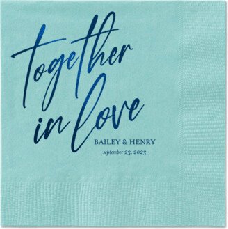 Wedding Napkins: Cursive Captions Napkin, Blue, Aqua