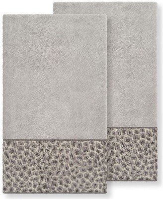 Spots Embellished Bath Towel - Set of 2 - Light Grey