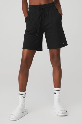 High-Waist Easy Sweat Short in Black, Size: 2XS