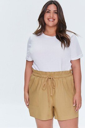 Plus Size Linen Paperbag Shorts