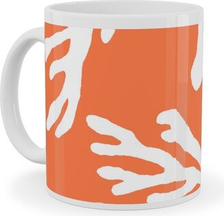 Mugs: Coral - In Coral Ceramic Mug, White, 11Oz, Orange
