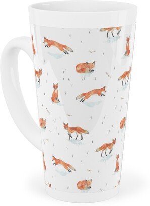 Mugs: Winter Fox - White Tall Latte Mug, 17Oz, Orange
