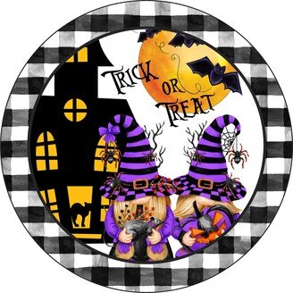 Trick Or Treat Gnome Witches Wreath Sign, Signs For Wreaths, Enhancement, Metal