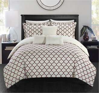 Plymouth Pinch Pleated Ruffled & Reversible Geometric Printed Comforter Set