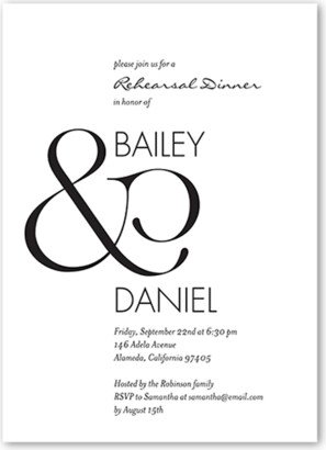 Rehearsal Dinner Invitations: Ampersand Accent Rehearsal Dinner Invitation, White, 5X7, Matte, Signature Smooth Cardstock, Square